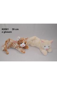 Pluszak Kot z głosem 39cm Leżący z kokardą SUN-DAY K0561