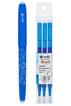 Zenith Pakiet: Długopis ścieralny OOPS! + wkłady niebieski